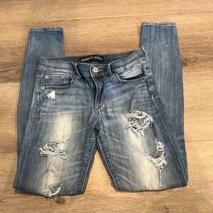 Express Ripped Skinny Jeans “Leggings” Mid Rise sz 4R